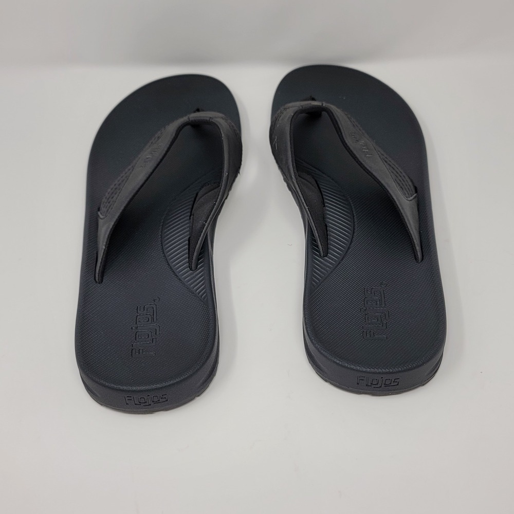 FloJos Flip Flops Sandals Black Artisan Memory Foam Mens Size 12 Slip on Comfort - Picture 3 of 6